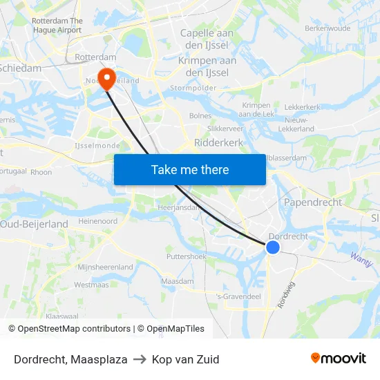Dordrecht, Maasplaza to Kop van Zuid map