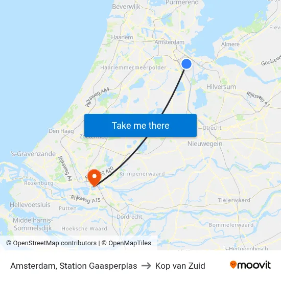 Amsterdam, Station Gaasperplas to Kop van Zuid map