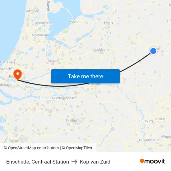 Enschede, Centraal Station to Kop van Zuid map