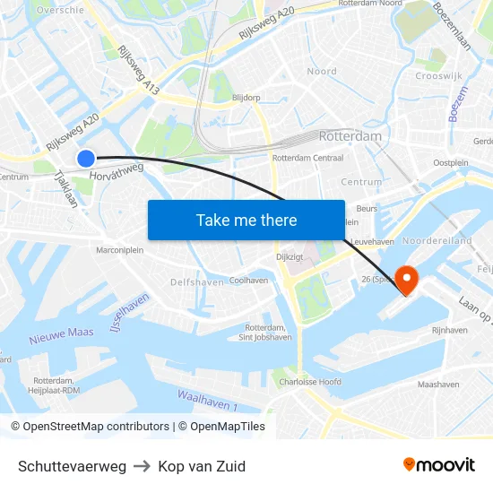 Schuttevaerweg to Kop van Zuid map