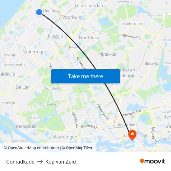 Conradkade to Kop van Zuid map