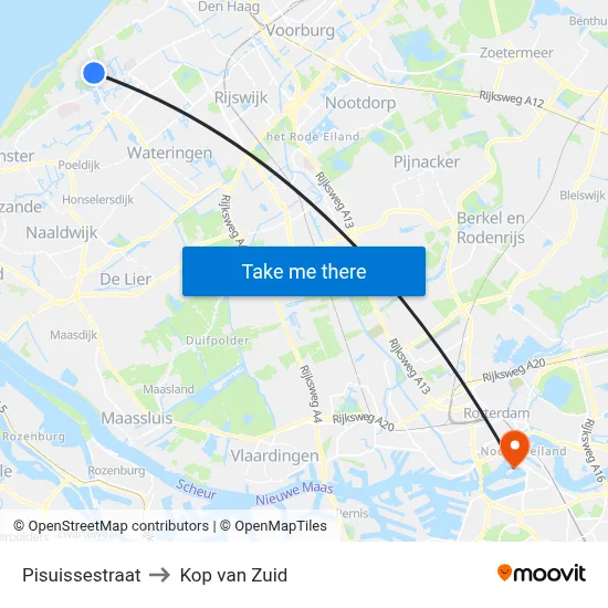 Pisuissestraat to Kop van Zuid map