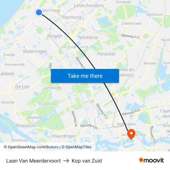 Laan Van Meerdervoort to Kop van Zuid map