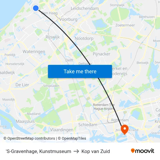 'S-Gravenhage, Kunstmuseum to Kop van Zuid map