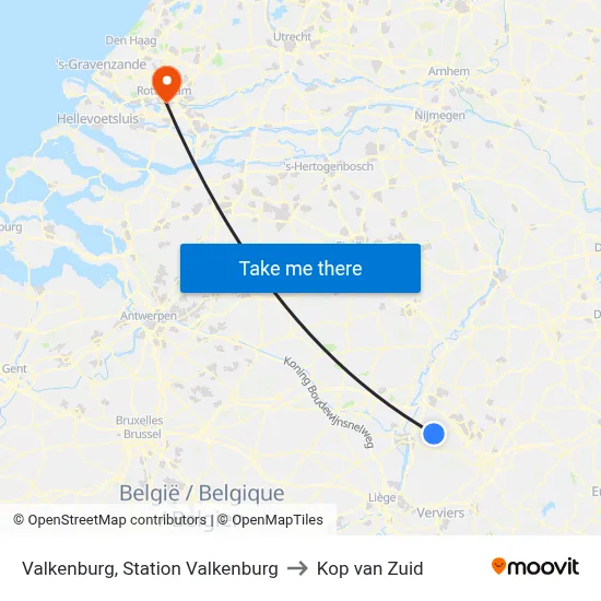 Valkenburg, Station Valkenburg to Kop van Zuid map
