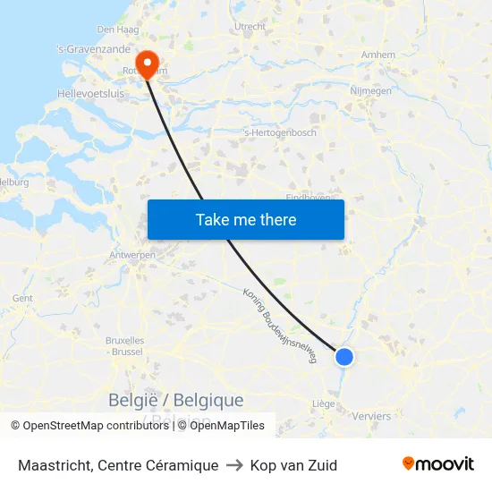 Maastricht, Centre Céramique to Kop van Zuid map