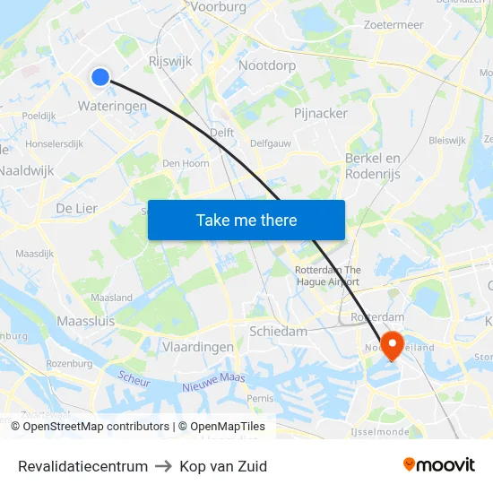 Revalidatiecentrum to Kop van Zuid map