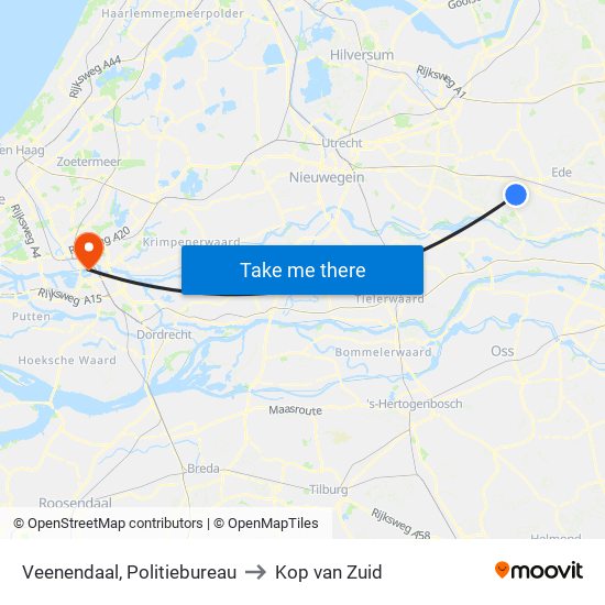 Veenendaal, Politiebureau to Kop van Zuid map