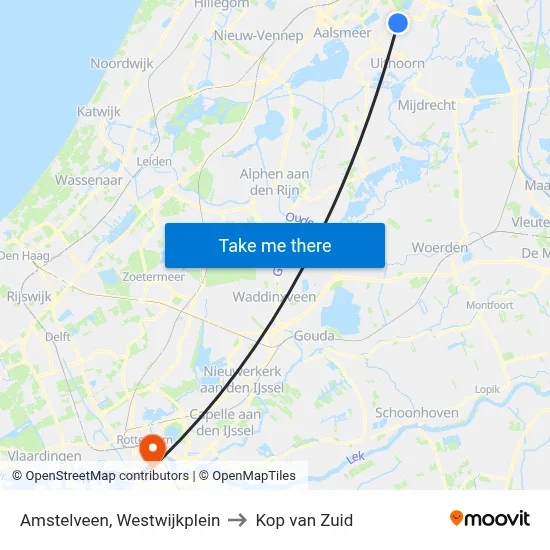 Amstelveen, Westwijkplein to Kop van Zuid map
