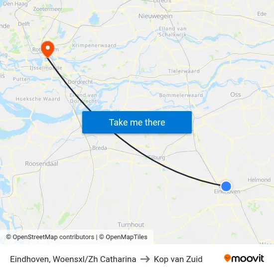 Eindhoven, Woensxl/Zh Catharina to Kop van Zuid map