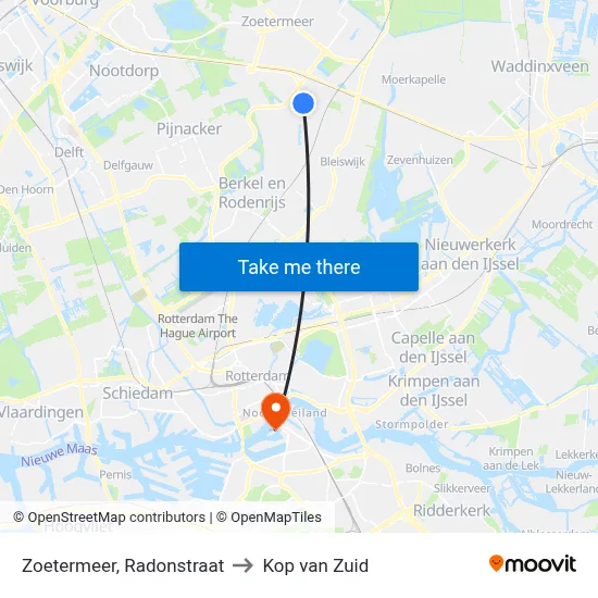 Zoetermeer, Radonstraat to Kop van Zuid map