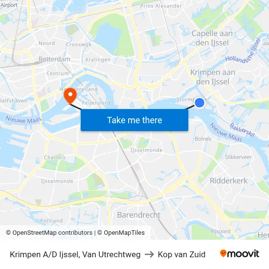 Krimpen A/D Ijssel, Van Utrechtweg to Kop van Zuid map