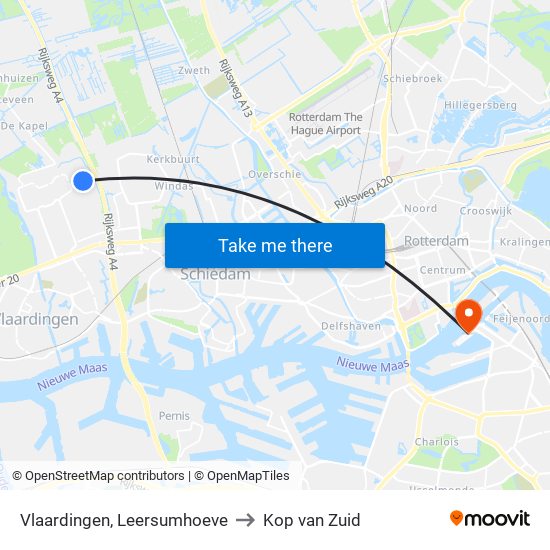 Vlaardingen, Leersumhoeve to Kop van Zuid map