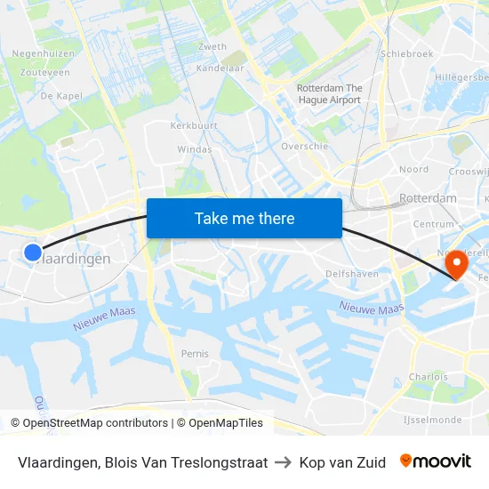 Vlaardingen, Blois Van Treslongstraat to Kop van Zuid map