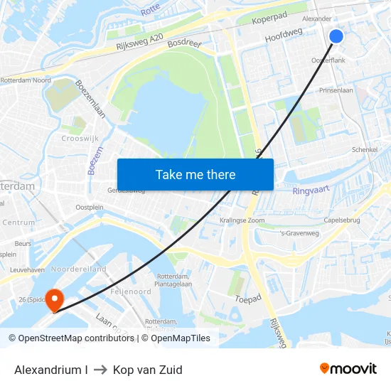 Alexandrium I to Kop van Zuid map