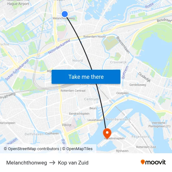 Melanchthonweg to Kop van Zuid map
