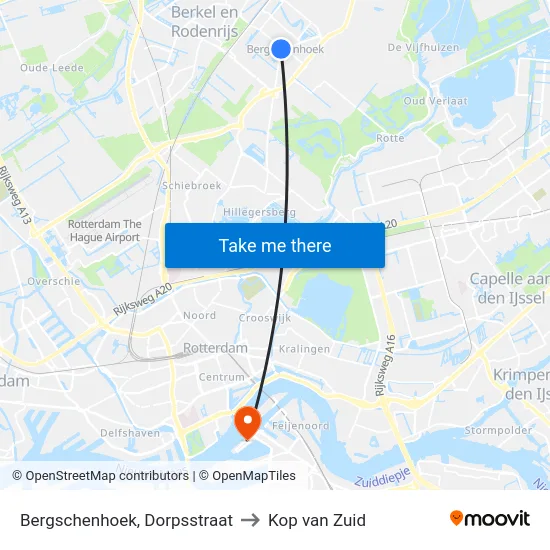 Bergschenhoek, Dorpsstraat to Kop van Zuid map