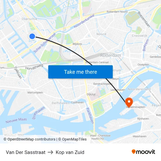 Van Der Sasstraat to Kop van Zuid map