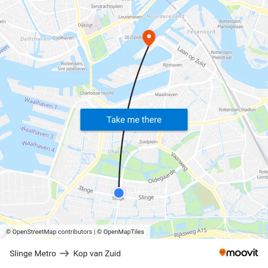 Slinge Metro to Kop van Zuid map