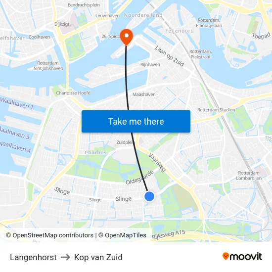 Langenhorst to Kop van Zuid map