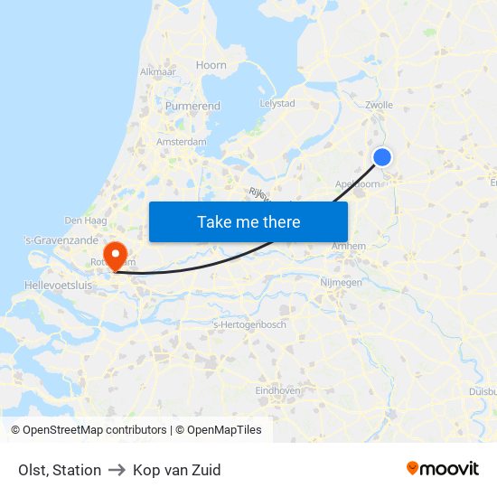 Olst, Station to Kop van Zuid map