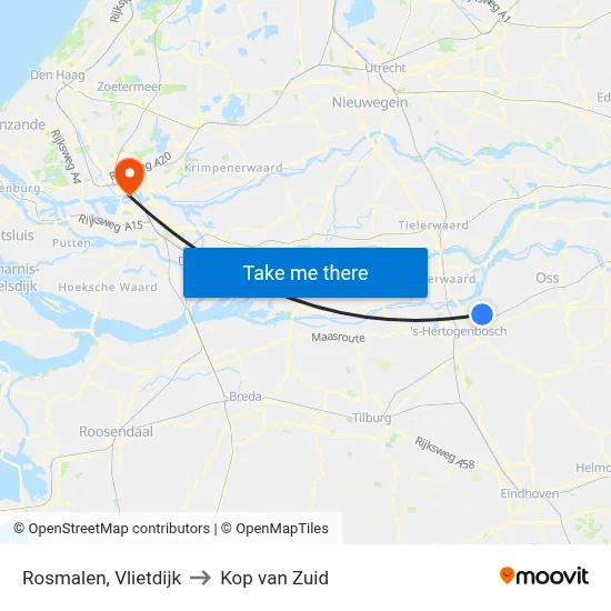 Rosmalen, Vlietdijk to Kop van Zuid map