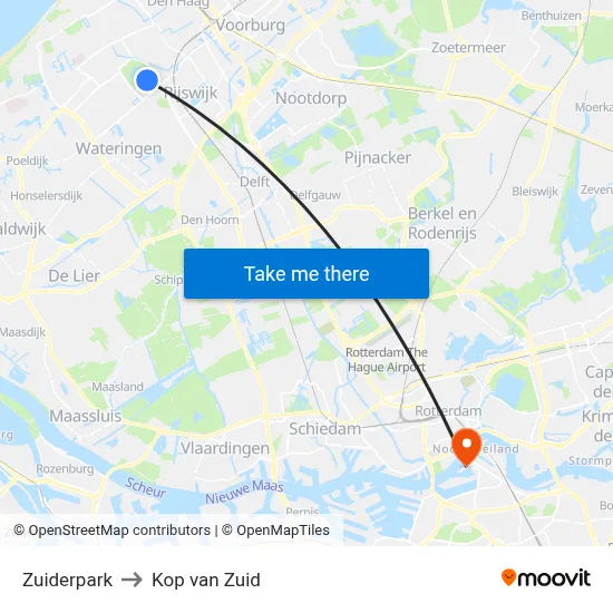 Zuiderpark to Kop van Zuid map