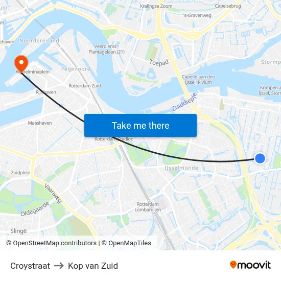 Croystraat to Kop van Zuid map