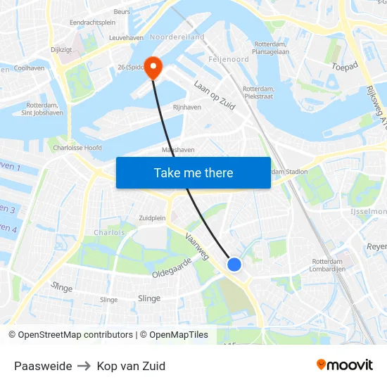 Paasweide to Kop van Zuid map