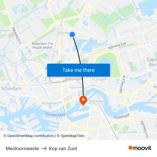 Meidoornweide to Kop van Zuid map