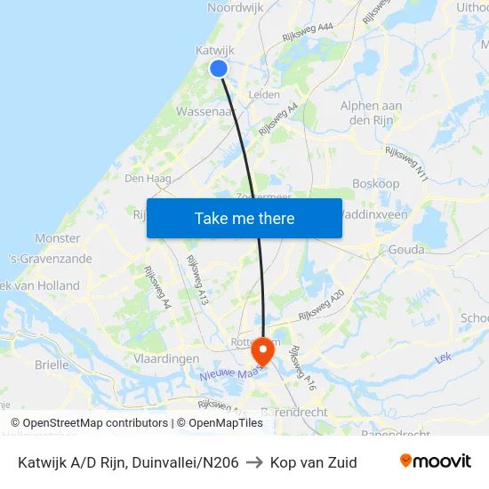 Katwijk A/D Rijn, Duinvallei/N206 to Kop van Zuid map