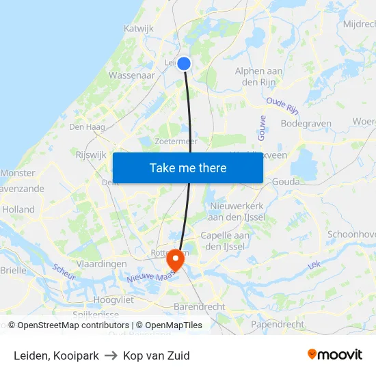 Leiden, Kooipark to Kop van Zuid map