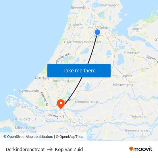 Derkinderenstraat to Kop van Zuid map