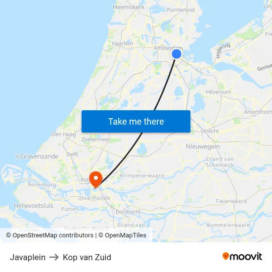 Javaplein to Kop van Zuid map