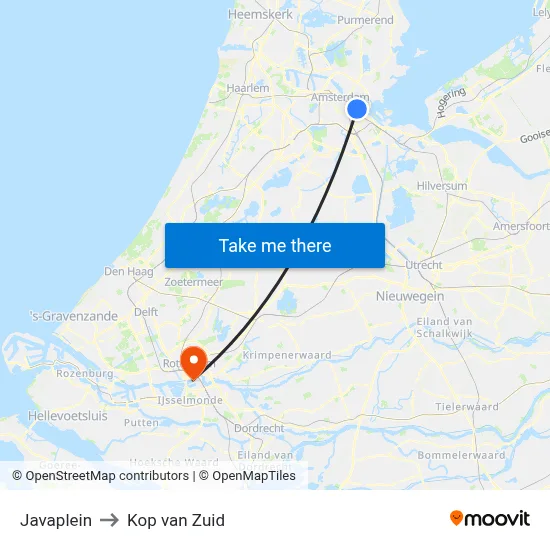 Javaplein to Kop van Zuid map
