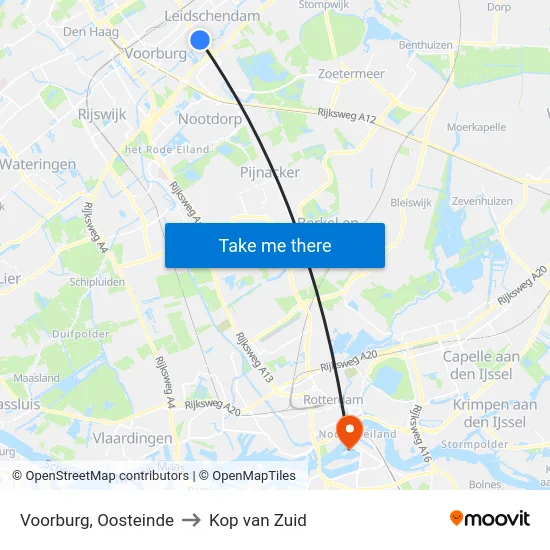 Voorburg, Oosteinde to Kop van Zuid map