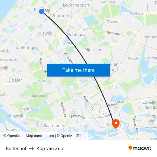 Buitenhof to Kop van Zuid map