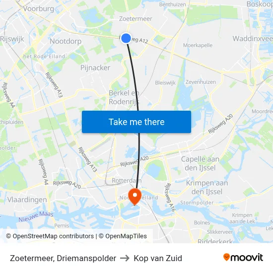 Zoetermeer, Driemanspolder to Kop van Zuid map