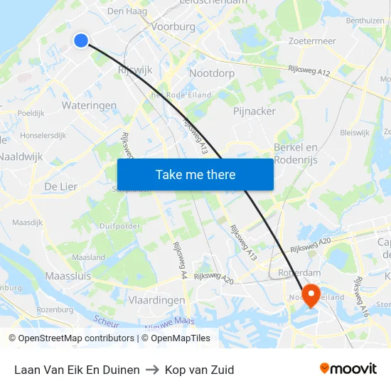 Laan Van Eik En Duinen to Kop van Zuid map