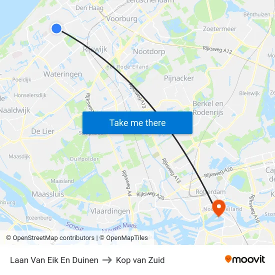 Laan Van Eik En Duinen to Kop van Zuid map