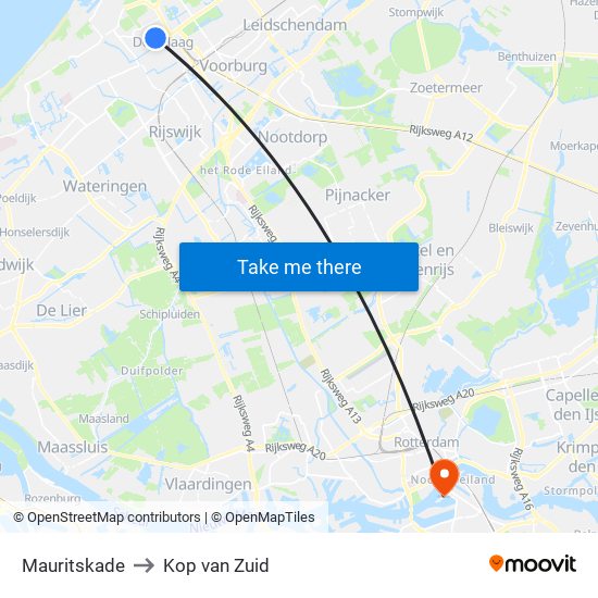 Mauritskade to Kop van Zuid map