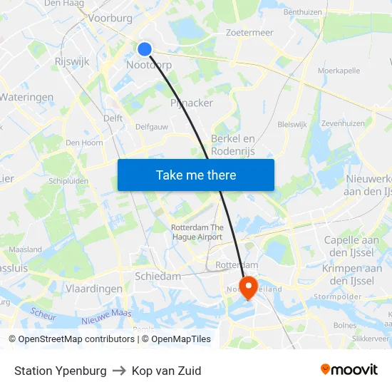 Station Ypenburg to Kop van Zuid map