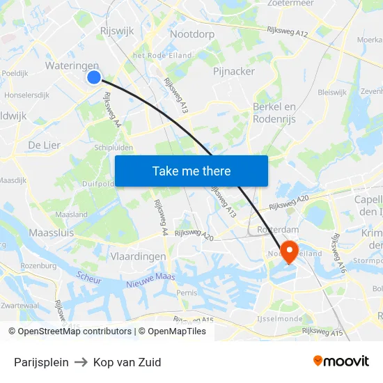 Parijsplein to Kop van Zuid map