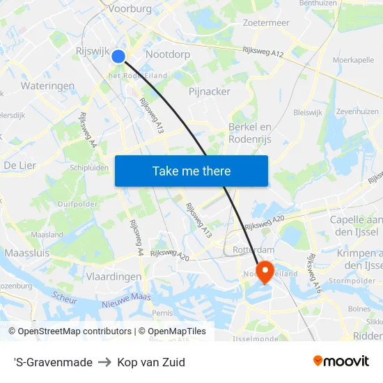 'S-Gravenmade to Kop van Zuid map