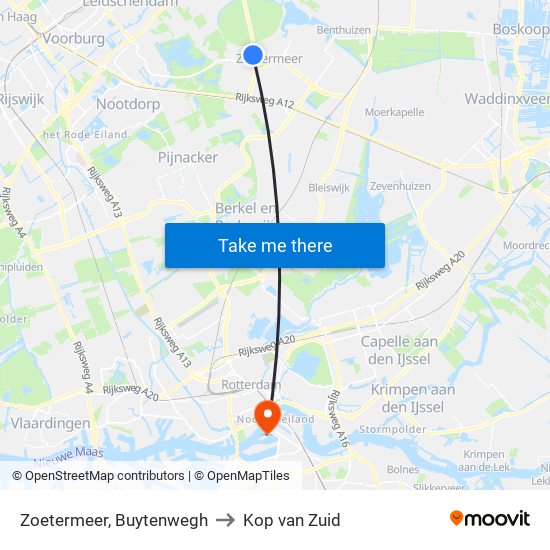 Zoetermeer, Buytenwegh to Kop van Zuid map