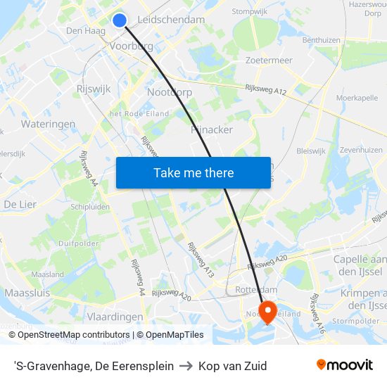 'S-Gravenhage, De Eerensplein to Kop van Zuid map