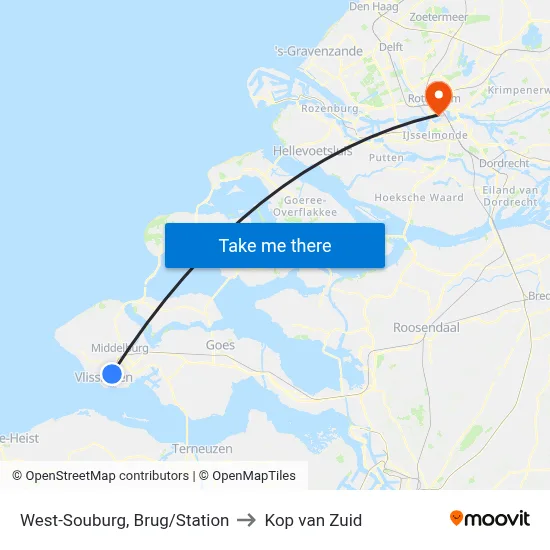 West-Souburg, Brug/Station to Kop van Zuid map