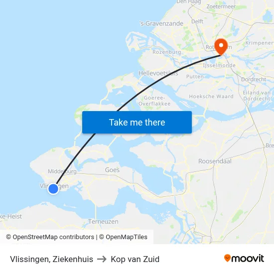 Vlissingen, Ziekenhuis to Kop van Zuid map