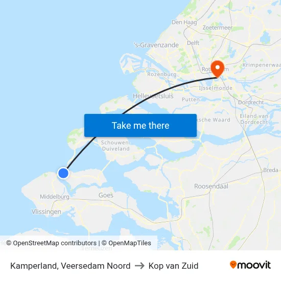 Kamperland, Veersedam Noord to Kop van Zuid map
