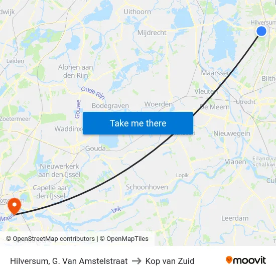 Hilversum, G. Van Amstelstraat to Kop van Zuid map